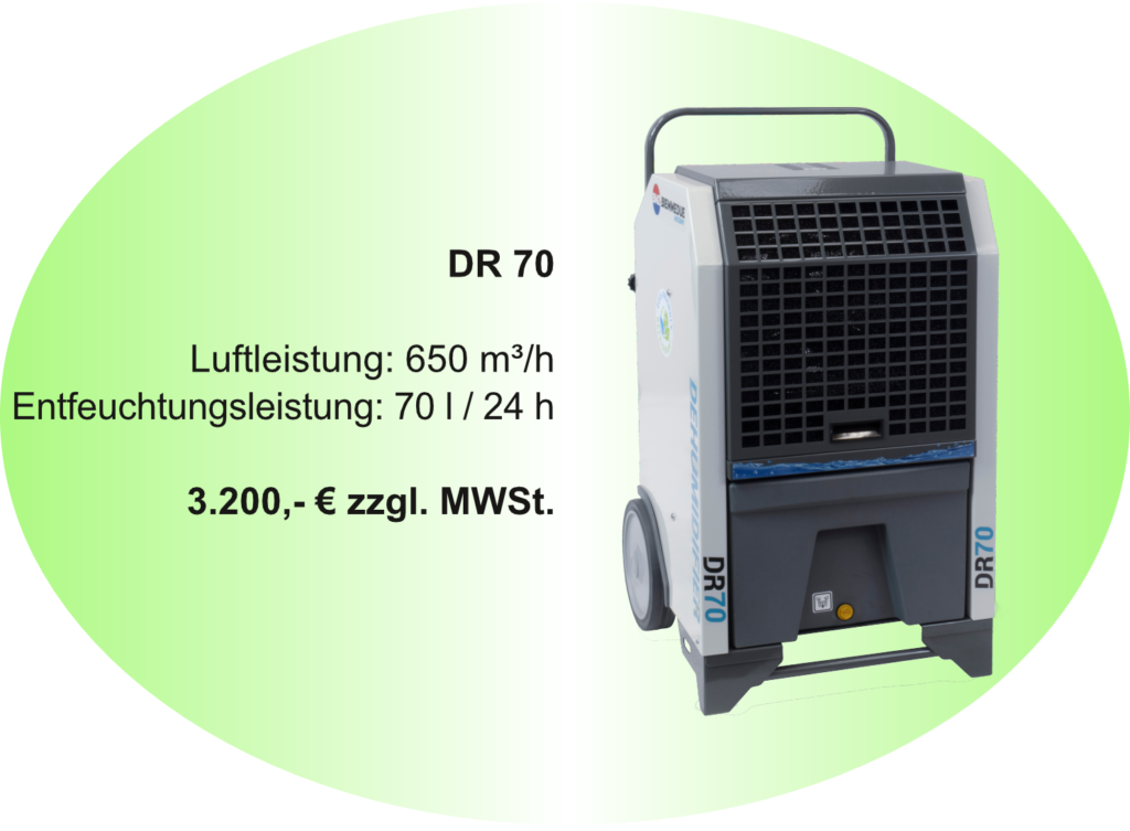 Flip Bautrockner DR 70 mit technischen Daten und Preis